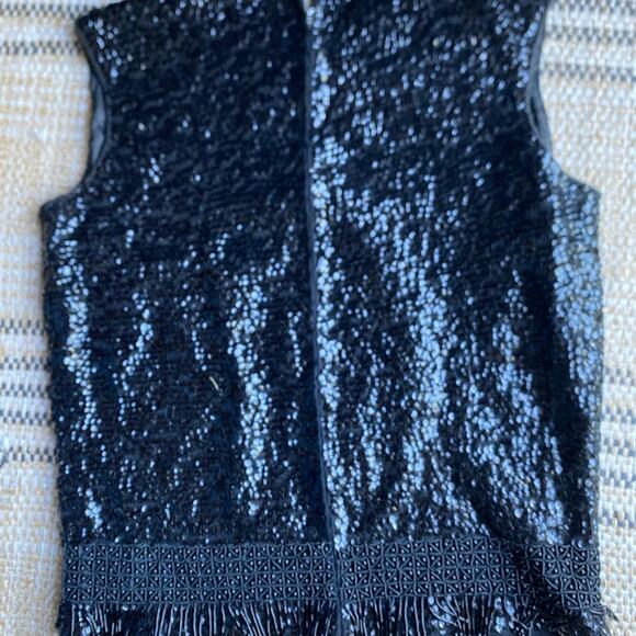 Vintage 50's Black‎ Beaded Sequins sleeveless top Blouse John Wanamaker M medium - Picture 5 of 9